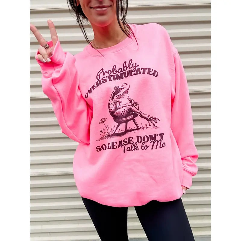 Probably Overstimulated Graphic Pullover T-Shirts, Hoodie, Sweatshirt | PureTeeCo.com