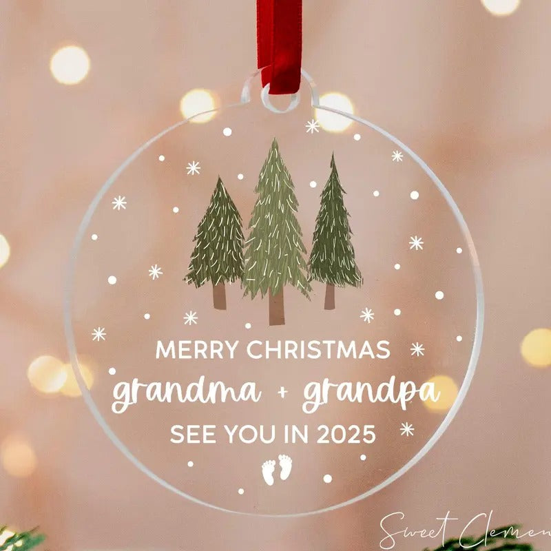 Promoted to Grandparents Ornament, Pregnancy Announcement Christmas Ornament, Reveal to Grandparents Grandma, New Baby...