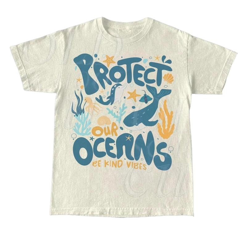 Protect Our Oceans 90s Tattoo Sea Animal Tshirt, Retro Ocean Nature Shirt, Sealife, Ocean, Whale, Orca, Turtle, Dolphin,...