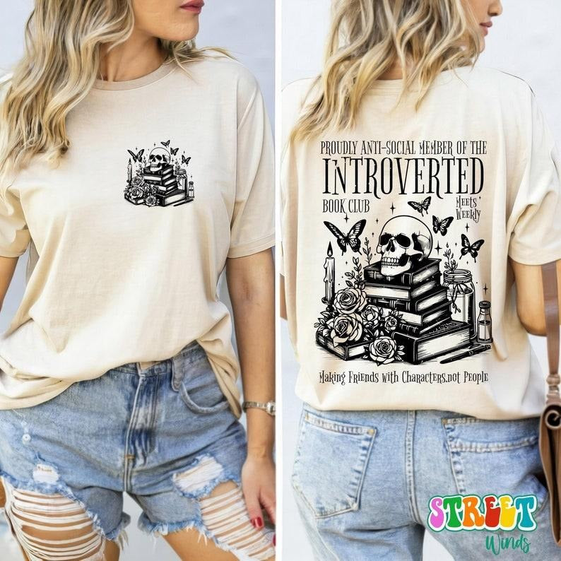 Proudly Anti-Social Member Of The Introverted Book Club Shirt, Skeleton Book Hoodie For Women, Anti Social Sweatshirt,...