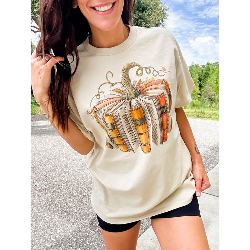 Pumpkin Book Graphic Top T-Shirts, Hoodie, Sweatshirt | PureTeeCo.com