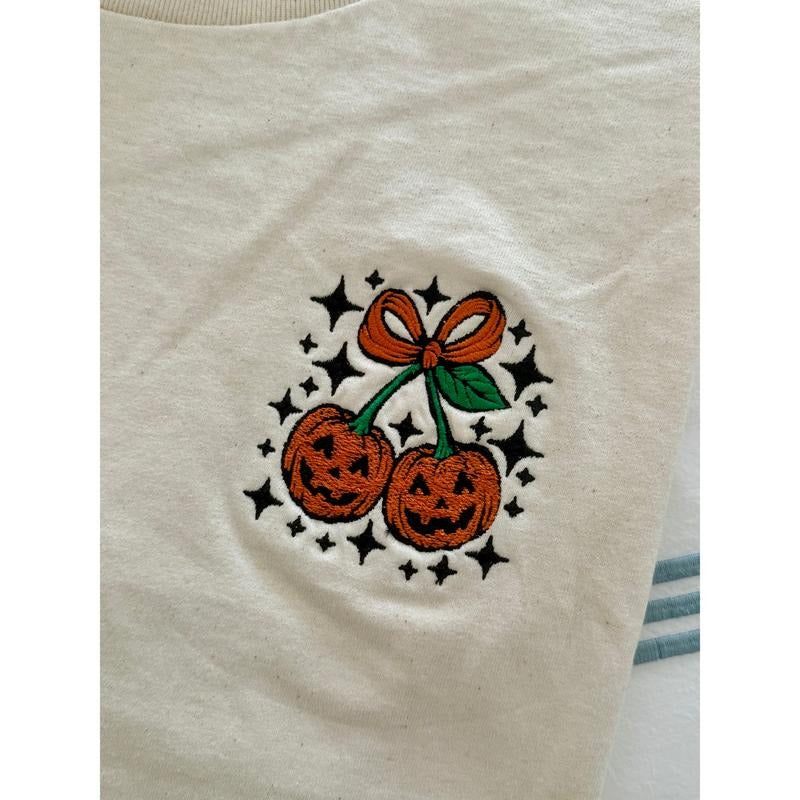 Pumpkin Bow Embroidered Tee - Project Save The Tees Hoodie, Sweatshirt | PureTeeCo.com