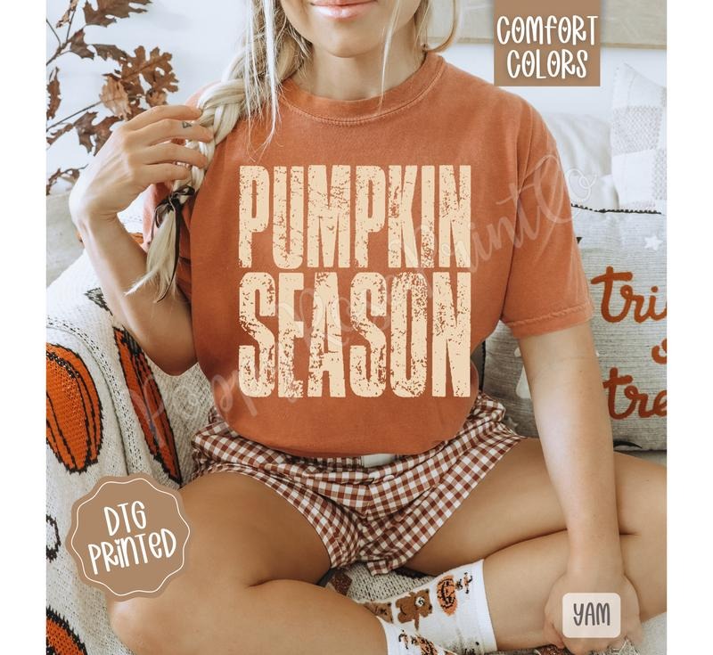 Pumpkin Season Comfort Colors, Trendy Women's Fall Tshirt Hoodie, Sweatshirt | PureTeeCo.com
