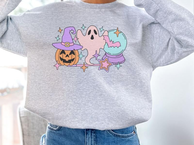 Pumpkin and Ghost Halloween Sweatshirt T-Shirts, Hoodie | PureTeeCo.com
