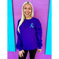 Purple & Teal Embroidered Ribbon Sweatshirt for Domestic Violence Awareness T-Shirts, Hoodie | PureTeeCo.com