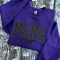Purple Mama Bat Embroidered Glitter Crewneck Sweatshirt T-Shirts, Hoodie | PureTeeCo.com