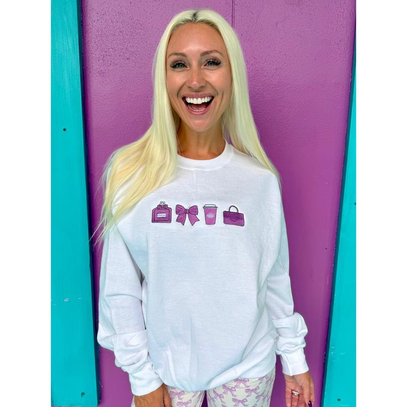 Purple Princess Embroidered Sweatshirt T-Shirts, Hoodie | PureTeeCo.com