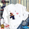 Queen and King of Hearts playing card couple romantic shirt