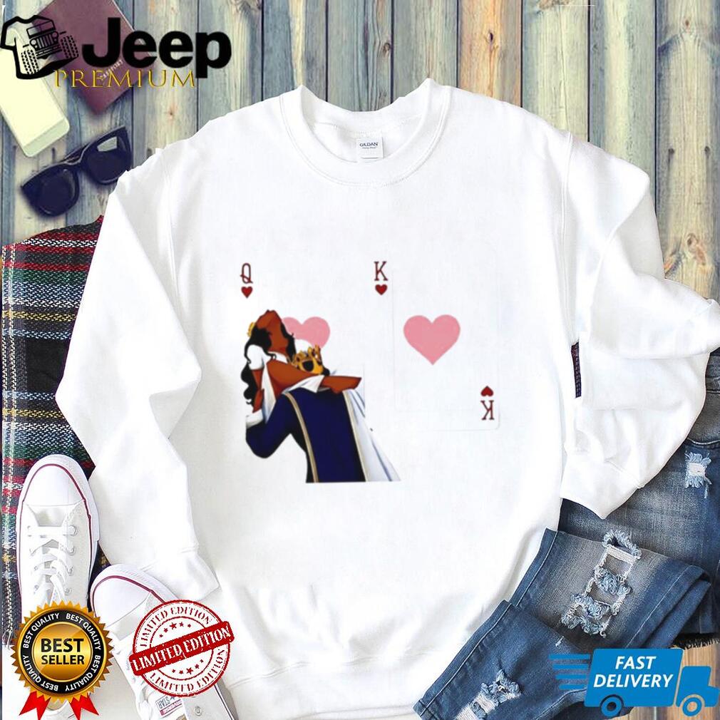 Queen and King of Hearts playing card couple romantic shirt