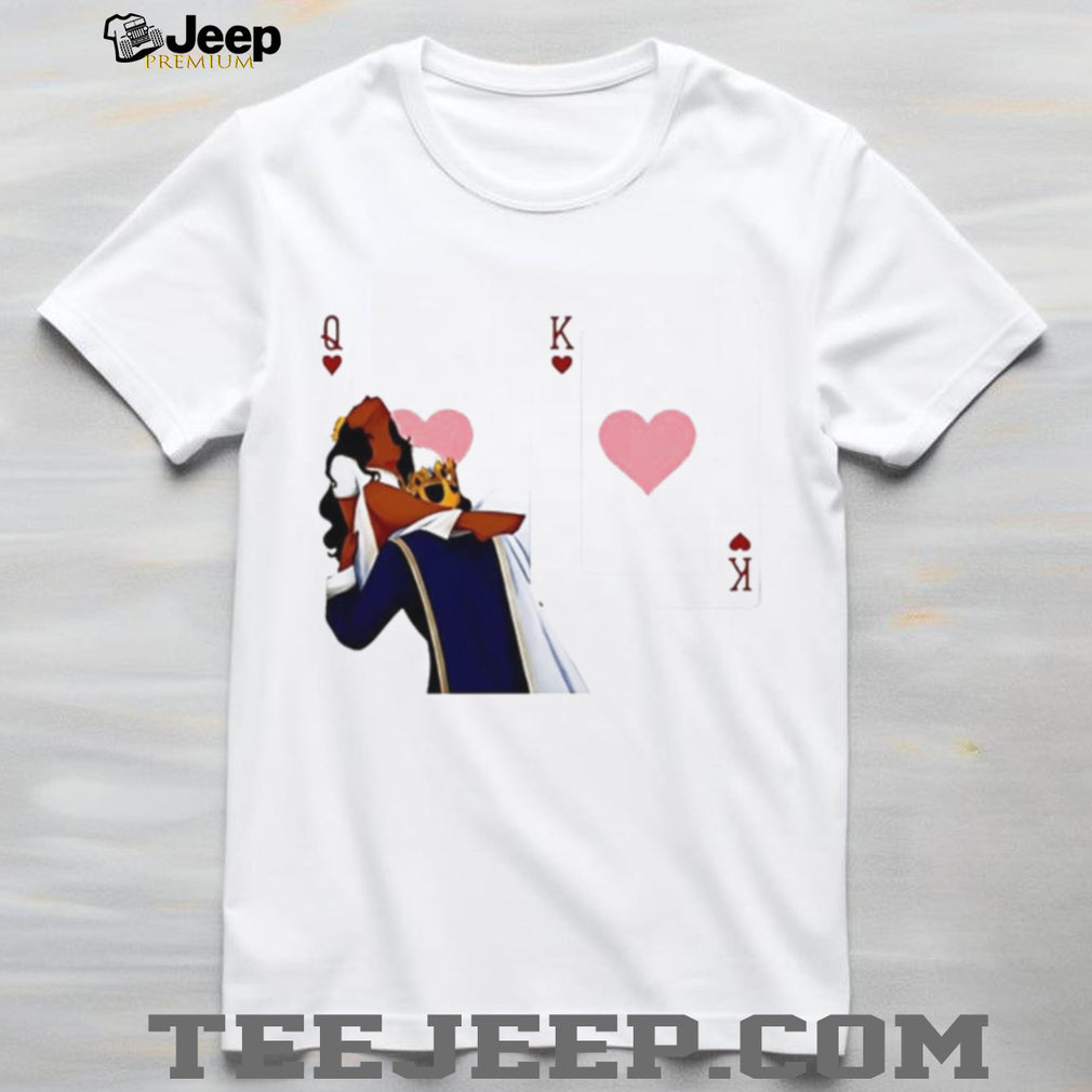 Queen and King of Hearts playing card couple romantic shirt