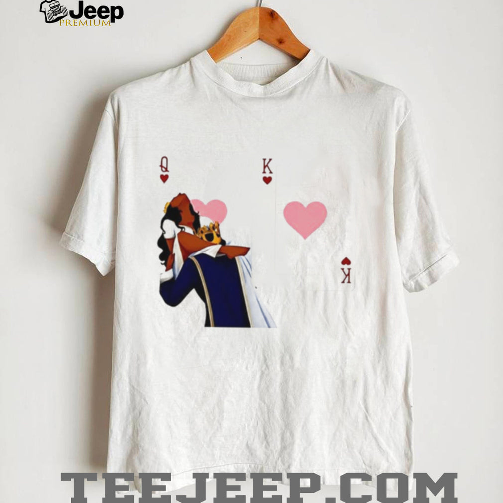 Queen and King of Hearts playing card couple romantic shirt