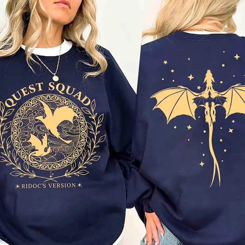 Quest Squad Ridoc's Version Sweatshirt, Onyx Storm Quest Squad T-Shirt, Dragon Rider Shirt, Fourth Wing Tee, Xaden...