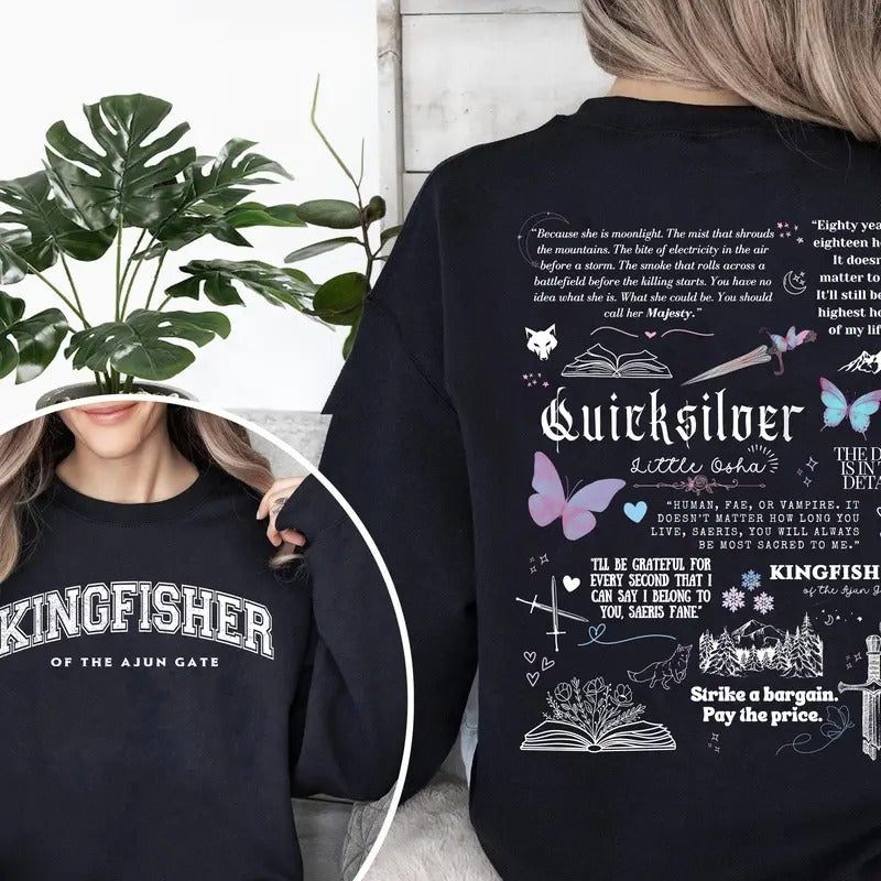 Quicksilver Book Sweatshirt, Fantasy Bookish Merch Inspired Callie Hart, Kingfisher Hoodie, Fantasy Novel Apparel...