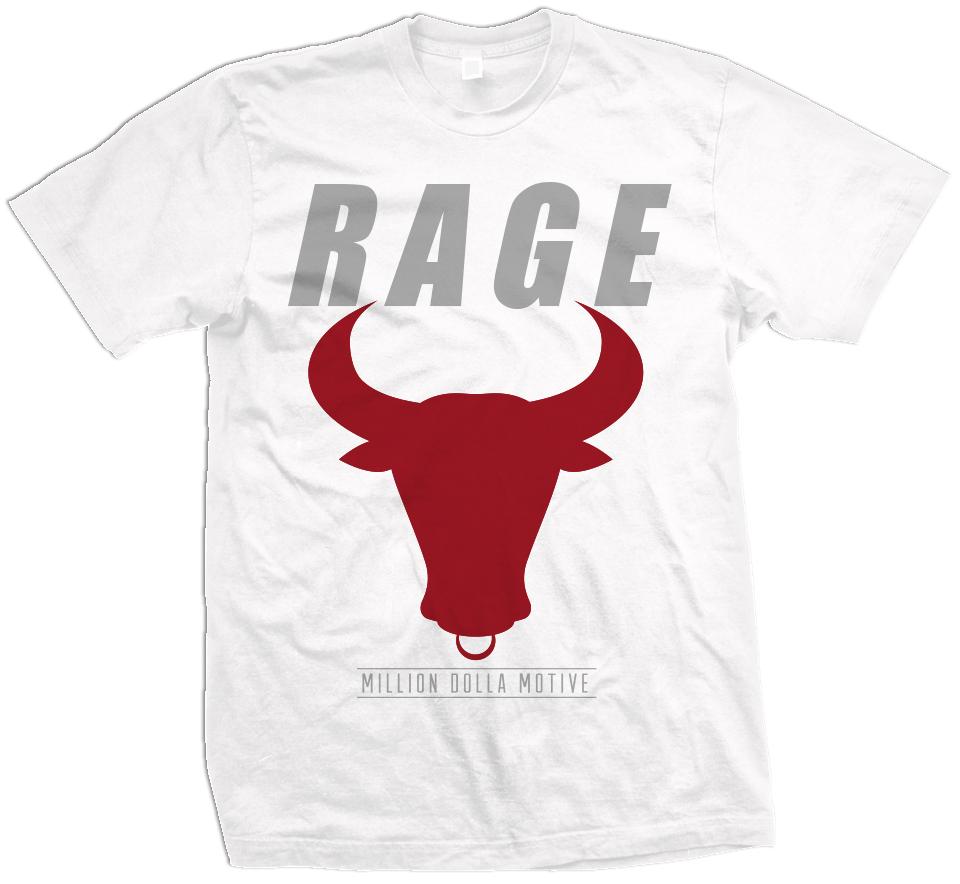 Rage Bull - White T-Shirt Hoodie, Sweatshirt | PureTeeCo.com (Image 2)