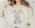 Rabbit Sweatshirt, Floral Bunny Sweater, Easter Sweatshirt, Spring Sweater, Easter Hoodie and Sweater; T-shirt Cotton