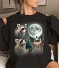 Racoons howling at the Moon T-shirt Sweatshirt, Racoon memes  Hoodie and Sweater; T-shirt Cotton Menswear | PureTeeCo.com