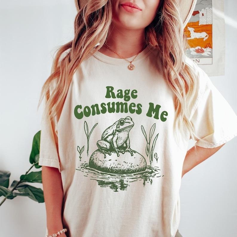 Rage Consumes Me Frog Shirt, Frog Pond T-Shirt, Meme Frog Sweatshirt, Humorous Frog Style Hoodie, Nature Lover Gift,...