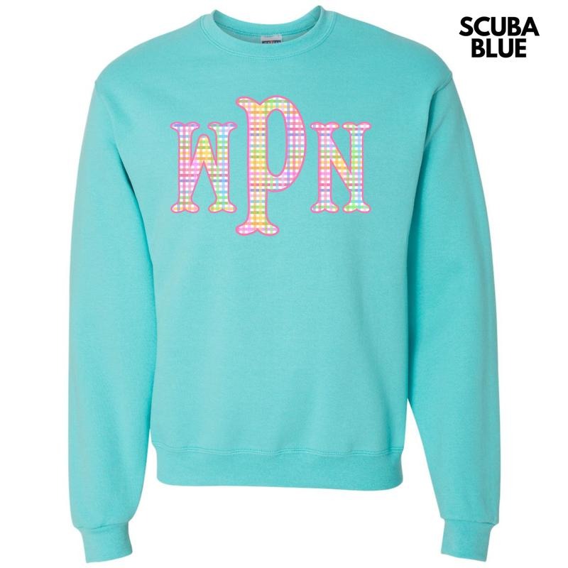 Rainbow Plaid Monogram Sweatshirt 'NLB' T-Shirts, Hoodie | PureTeeCo.com