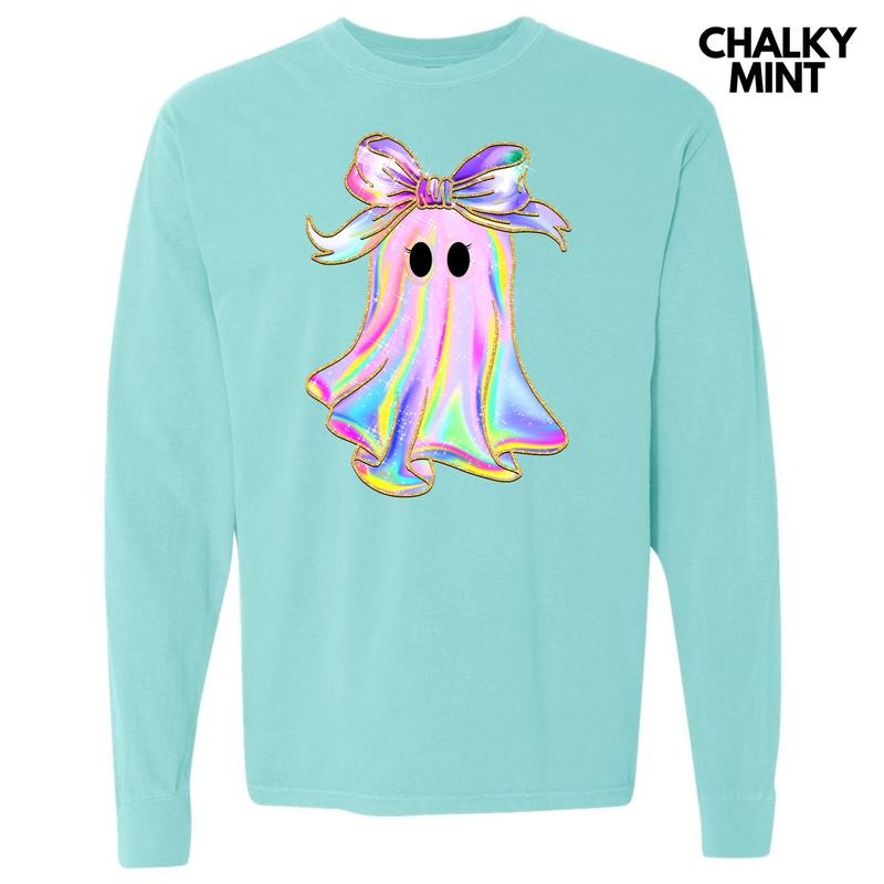 Rainbow Sparkle Ghost Long Sleeve Comfort Colors T-Shirt 'NLB' Hoodie, Sweatshirt | PureTeeCo.com