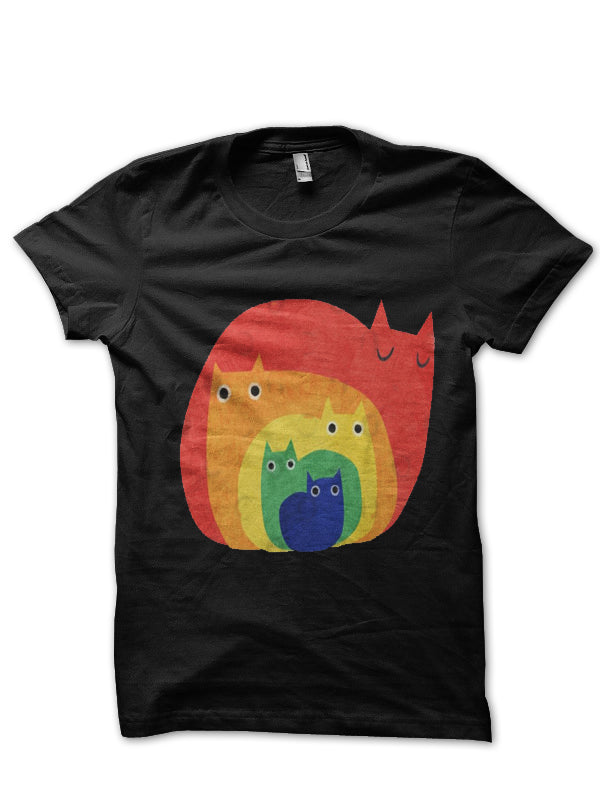 Rainbow Cats Black T-Shirt Hoodie, Sweatshirt | PureTeeCo.com