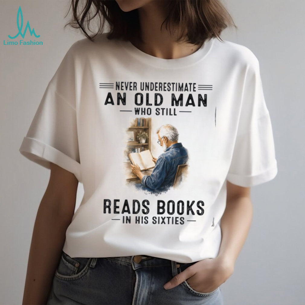 Reading Old Man Books Library Reader Shirt