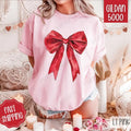 Red Heart Bow Shirt Gildan, Valentine's Day Women's Tee, Cute Women's Tshirt Plus Sizes Hoodie, Sweatshirt | PureTeeCo.com