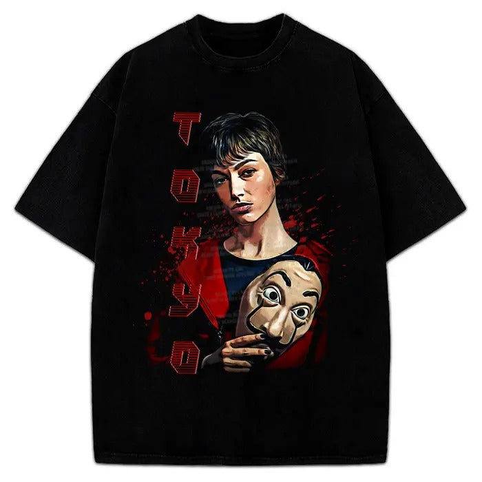 Red Hoodie Japanese Character Drawing Custom Streetwear Graphic Design T-Shirt Crewneck Cotton Sweatshirt | PureTeeCo.com
