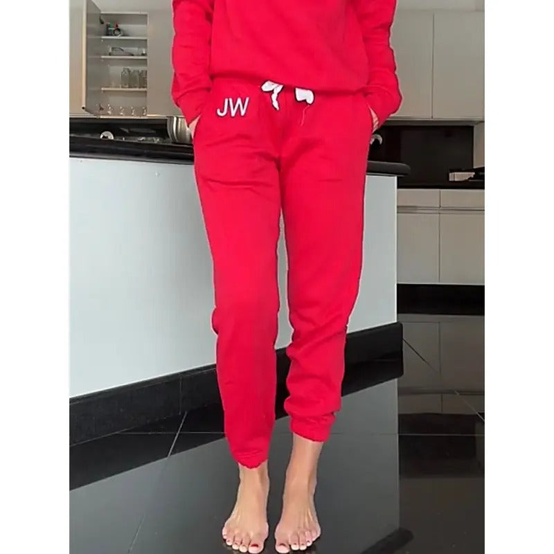Red Initial Embroidered Sweatpants T-Shirts, Hoodie, Sweatshirt | PureTeeCo.com