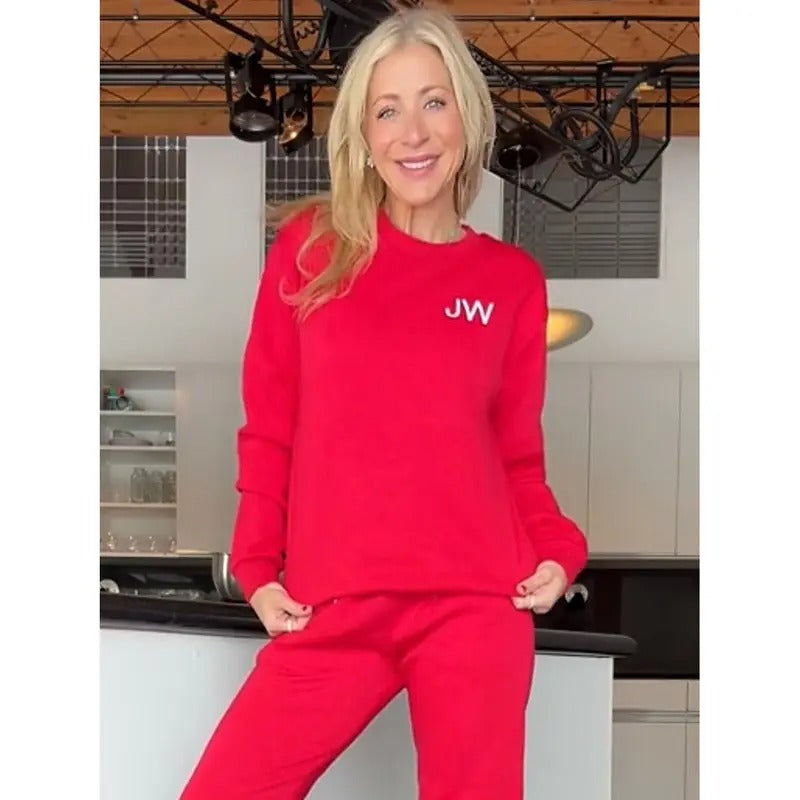 Red Initial Embroidered Sweatshirt T-Shirts, Hoodie | PureTeeCo.com