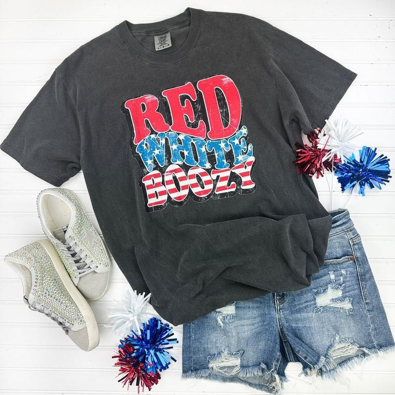 Red White & Boozy Comfort Colors T-Shirt Hoodie, Sweatshirt | PureTeeCo.com