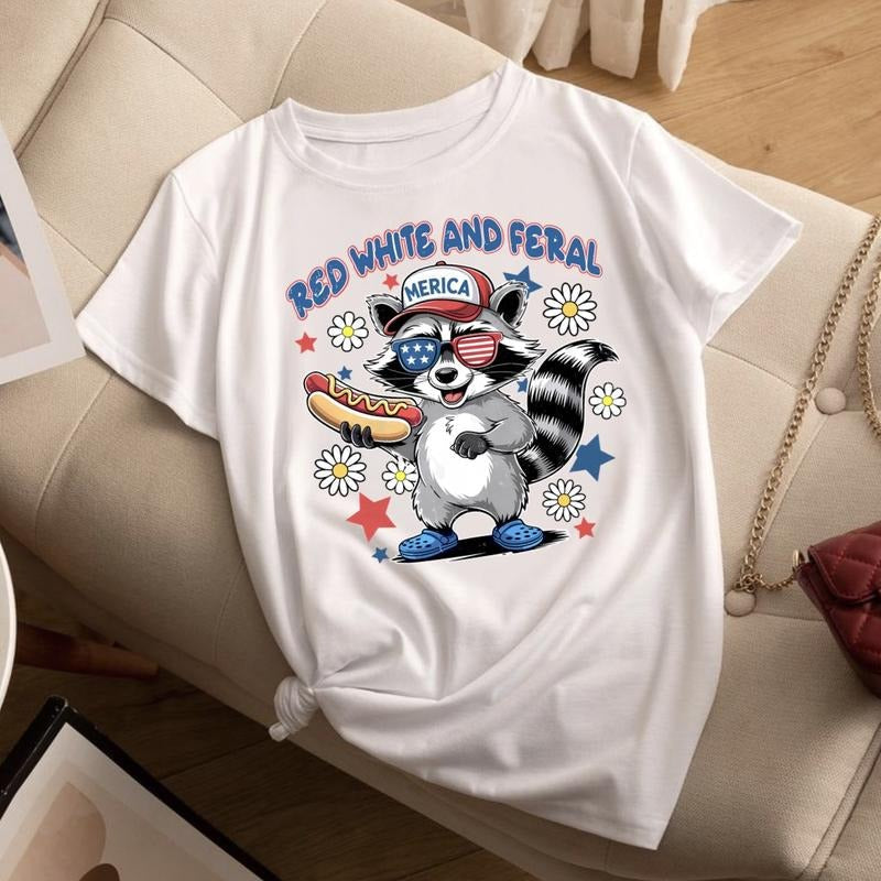 Red White And Feral Fourth Of July T-Shirt, 4th Of July Shirt, Tees For Men And For Women Hoodie, Sweatshirt | PureTeeCo.com
