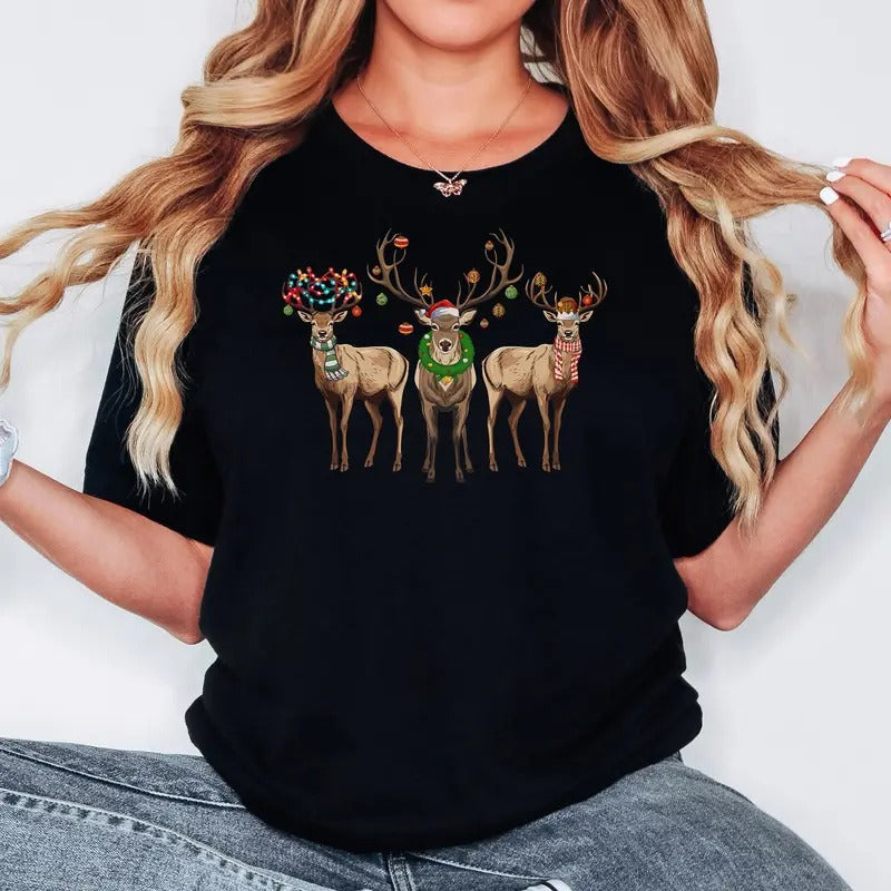 Reindeer Xmas Sweatshirt, Women's Christmas Shirt, Retro Xmas Shirt, Holiday Sweaters, Christmas Gifts, Xmas Tshirt, New...