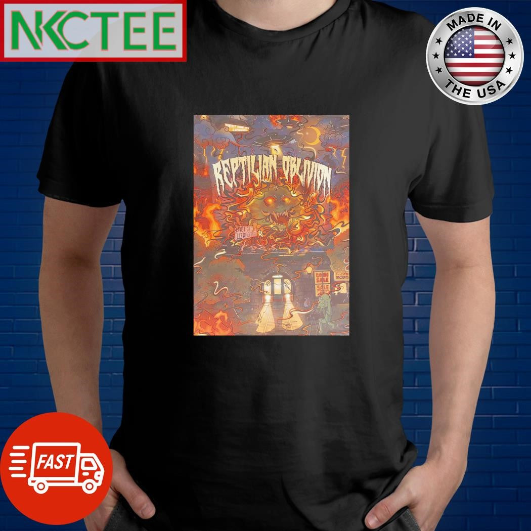 Reptilian Oblivion graphics hell paint shirt
