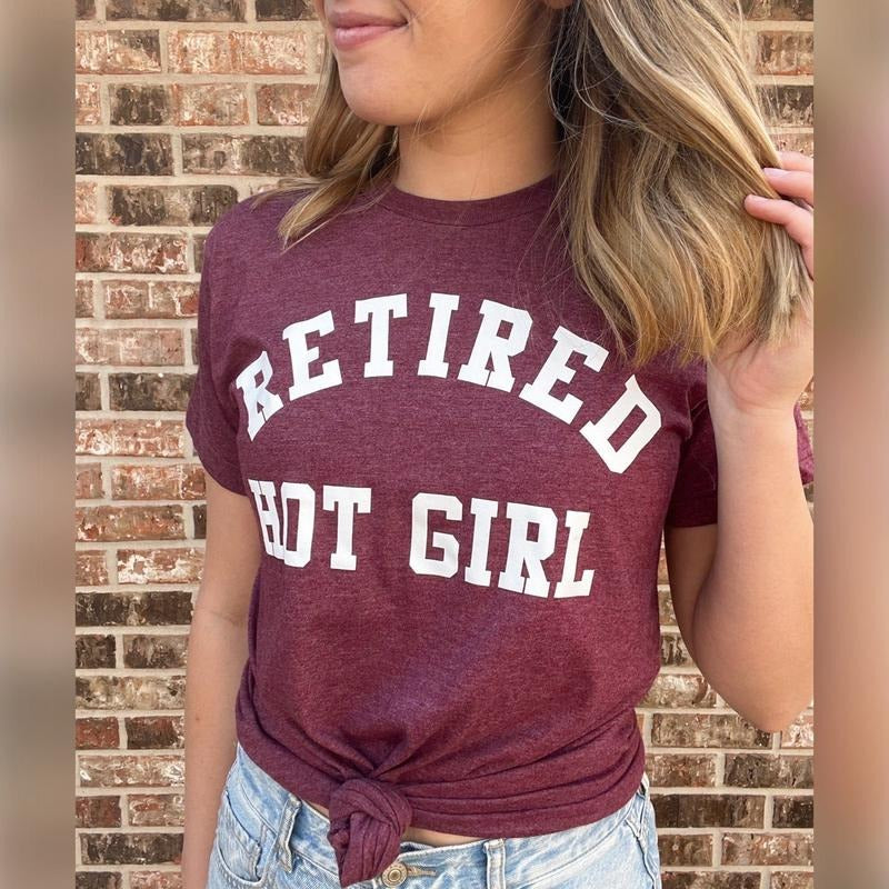Retired Hot Girl Soft Graphic Tee Hoodie, Sweatshirt | PureTeeCo.com