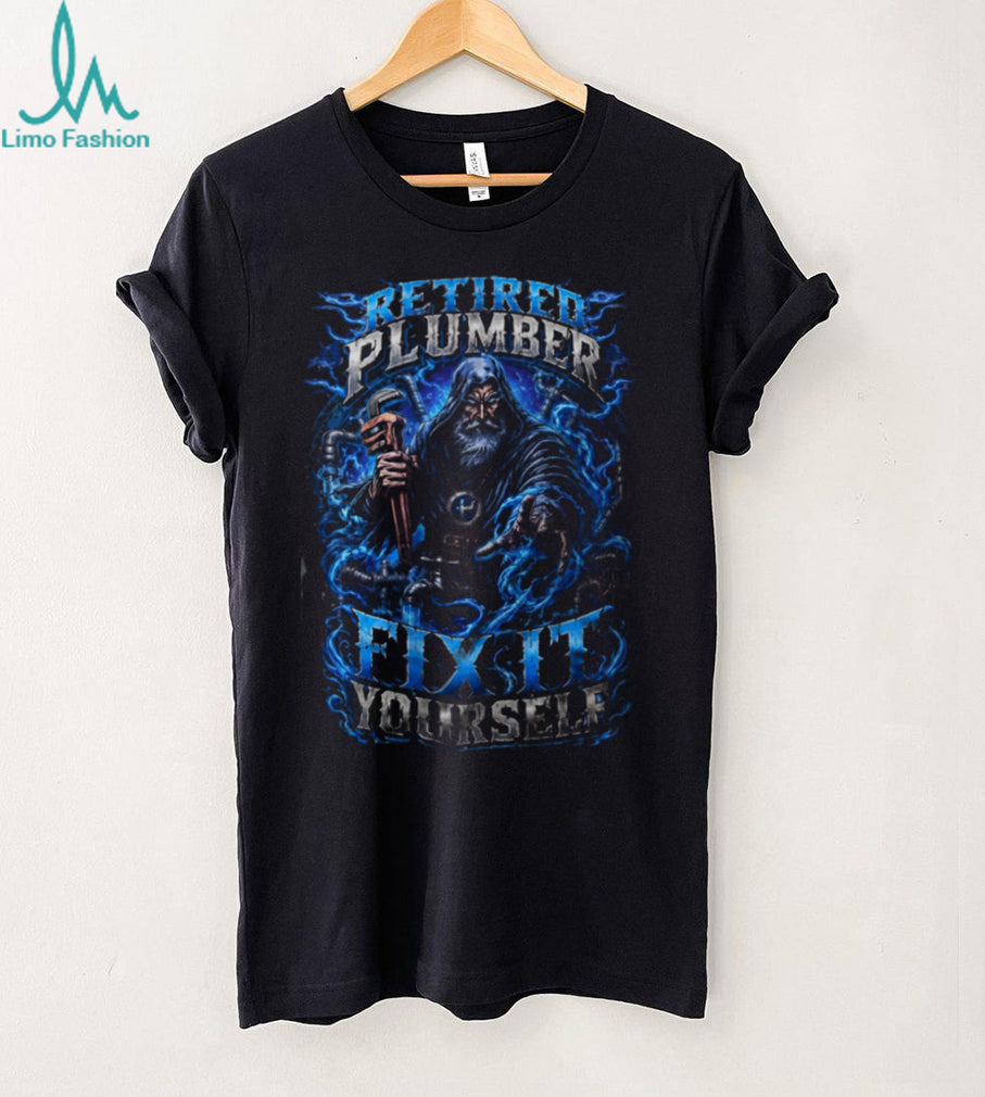 Retired Plumber Wizard Fix It Yourself Retro Shirt