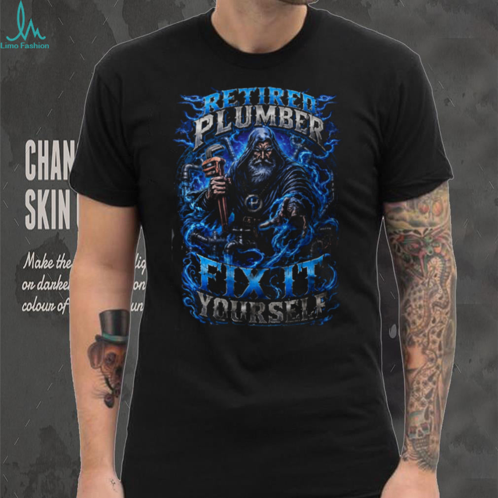 Retired Plumber Wizard Fix It Yourself Retro Shirt