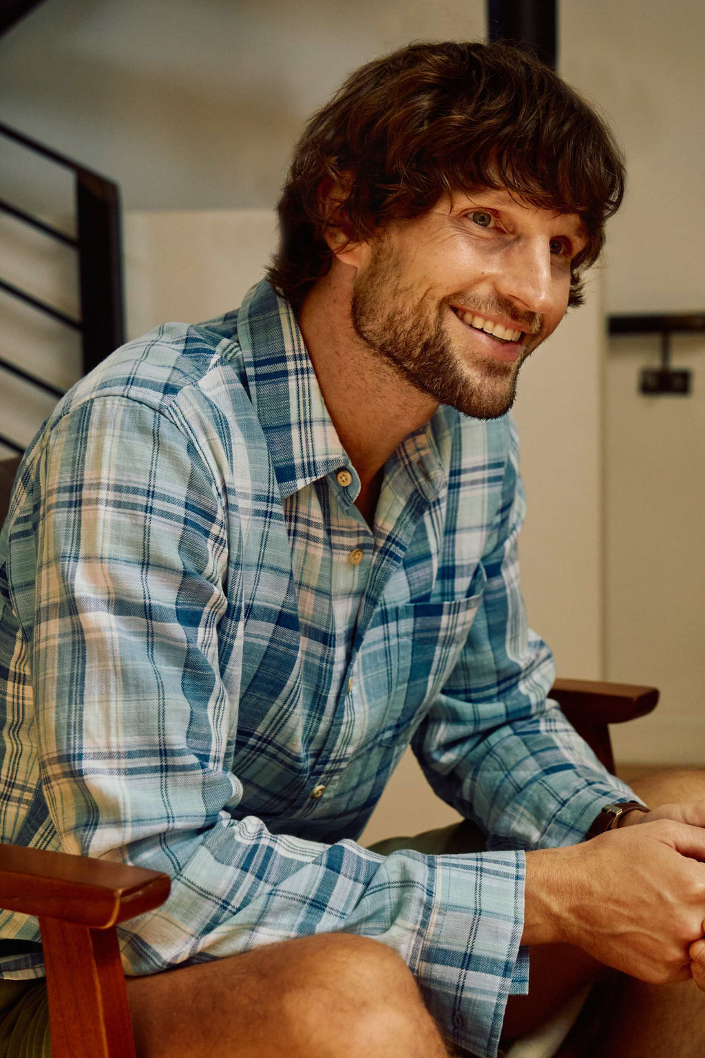 Brian Slub Plaid Shirt - White Combo Hoodie, Sweatshirt | PureTeeCo.com (Image 2)