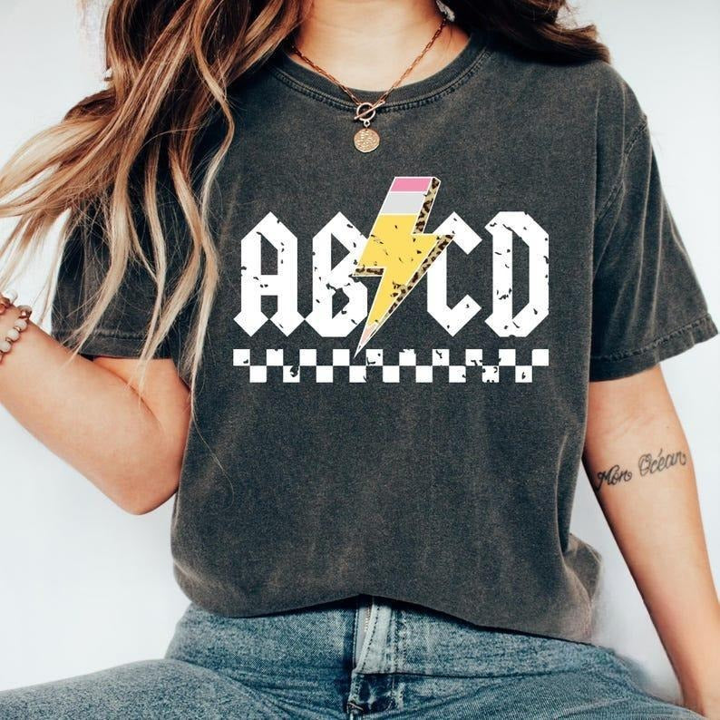 Retro ABCD Teacher T-shirt, Kindergarten Teacher, Back To School Shirt Hoodie, Sweatshirt | PureTeeCo.com