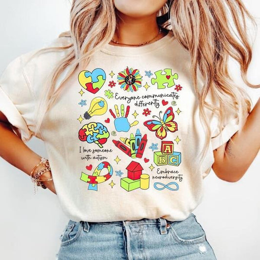 Retro Autism Awareness T-Shirt, Autism Coquette Bow T-Shirt, Autism Mama T-Shirt, Autism Advocate T-Shirt, Special Education, Neurodiversity T-Shirt