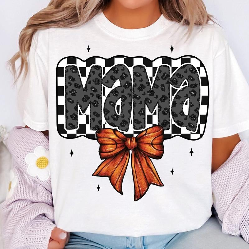 Retro Basketball Mama Coquette T-Shirt, Basketball Mama T-Shirt, Basketball Bow T-Shirt, Basketball Bow T-Shirt,...