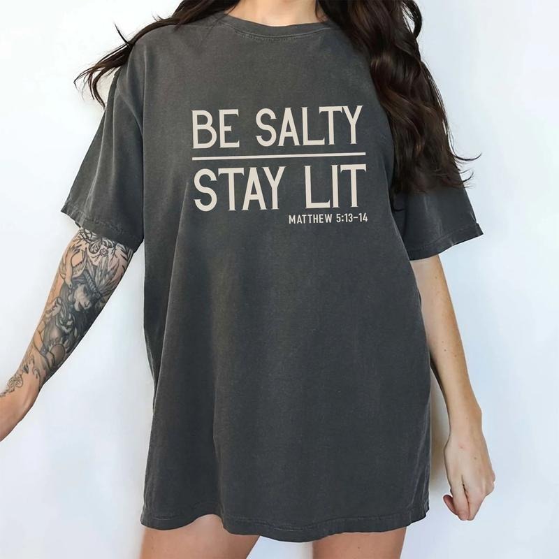Retro Be Salty Stay Lit Comfort Colors Shirt, Religious Unisex Graphic Tee, Christian Gift Shirt, Bible Verse Clothing...