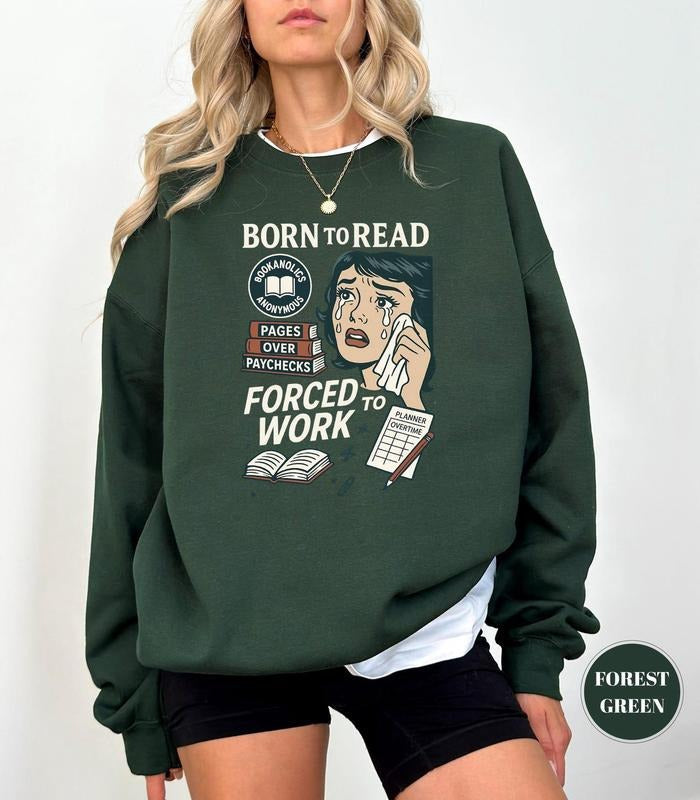 Retro Born To Read T-Shirt, Forced To Work, Funny Bookish Tee, Gift For Book Reader, Bookclub Apparel, Smut Romance...