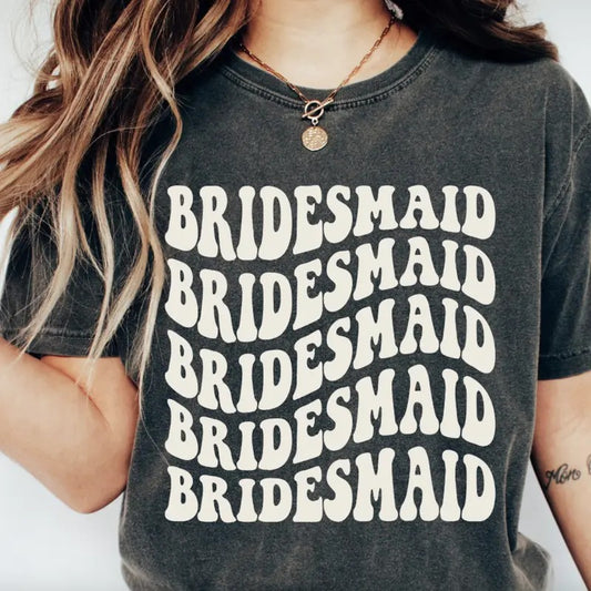 Retro Bridesmaid Shirt, Custom Bridesmaids Shirt, Bachelorette Party Shirt, Bridal Gift, Honeymoon Gift, Bachelorette Party, Bridesmaid College Font Casual Comfort Casual Comfort