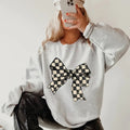 Retro Checkered Bow Sweatshirt ~ Unisex Apparel Relaxed Fit Printed in the USA Clothing Womenswear Casual and Comfortable...