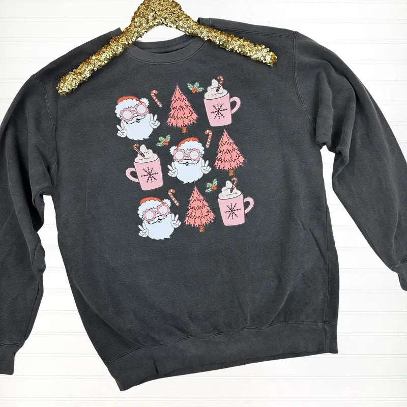 Retro Christmas Comfort Colors Sweatshirt T-Shirts, Hoodie | PureTeeCo.com