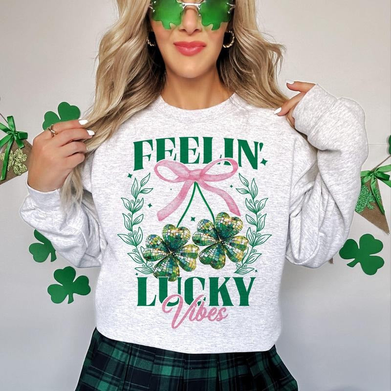 Retro Coquette St Patrick's Day Coquette St Patty's Day Lucky Shamrock St Patricks Coquette Lucky Charm Irish T-Shirts,...