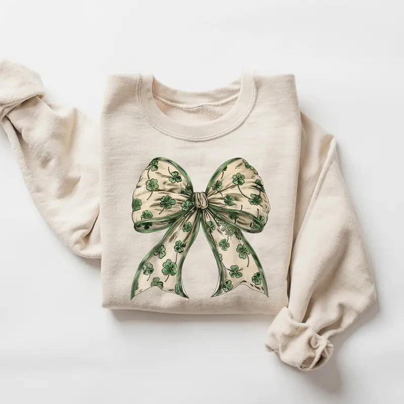 Retro Coquette St Patrick's Day Sweatshirt, Coquette St Patty's Day Shirt, Lucky Shamrock Shirt, St Patricks Coquette...