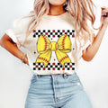 Retro Coquette, Softball Mom, Game Day Checker ,Softball Bow Mama Tshirt Hoodie, Sweatshirt | PureTeeCo.com