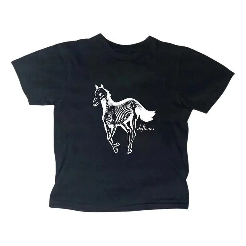 Retro Deftones White Pony Baby Tee, Rock Nu Metal Band, Y2k Top Women Streetwear, Gothic Emo Girl Top, Women Fitted...