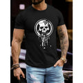 Retro Fashion Men's Crew Neck Short Sleeve T-Shirt With Skull Graphic Print - Casual Outdoor Activewear